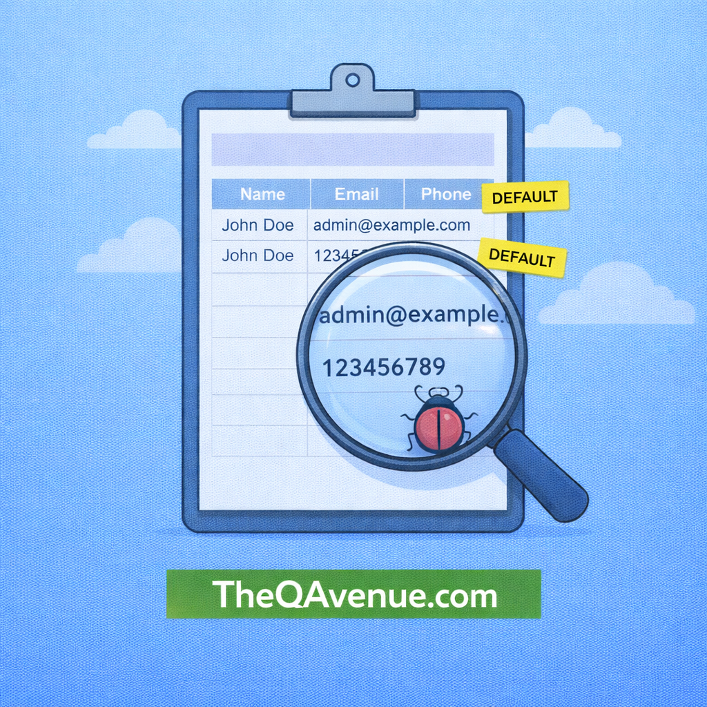 Default test data causing misleading or unreliable test results