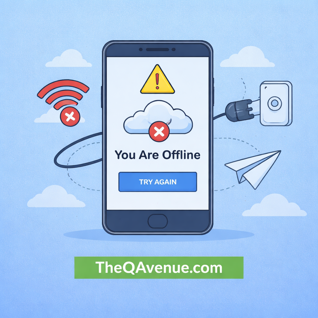Offline scenario testing showing app behavior without internet connection